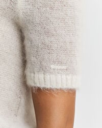 Kortærmet sweater i mohairblanding med crewneck