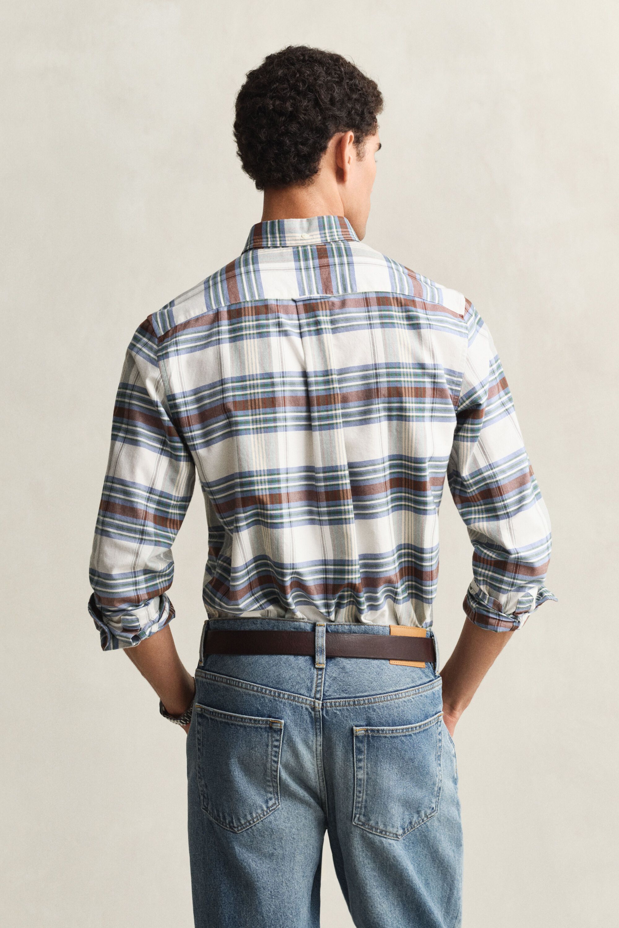 Regular fit klassisk ternet Oxford-skjorte