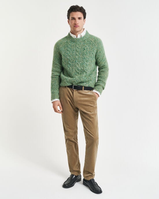 Slim fit chinobukser af jernbanefløjl