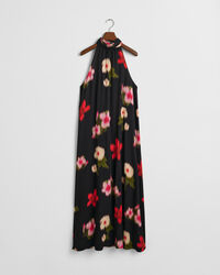 Halterneck kjole med blomstertryk