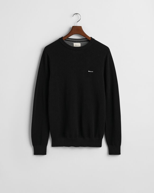 Crewneck sweater af bomuldspiqué
