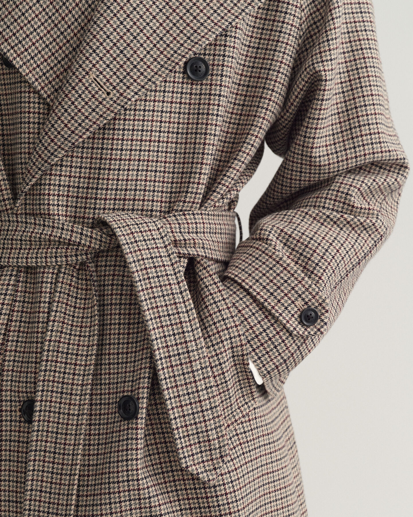 Houndstooth trenchcoat af uld