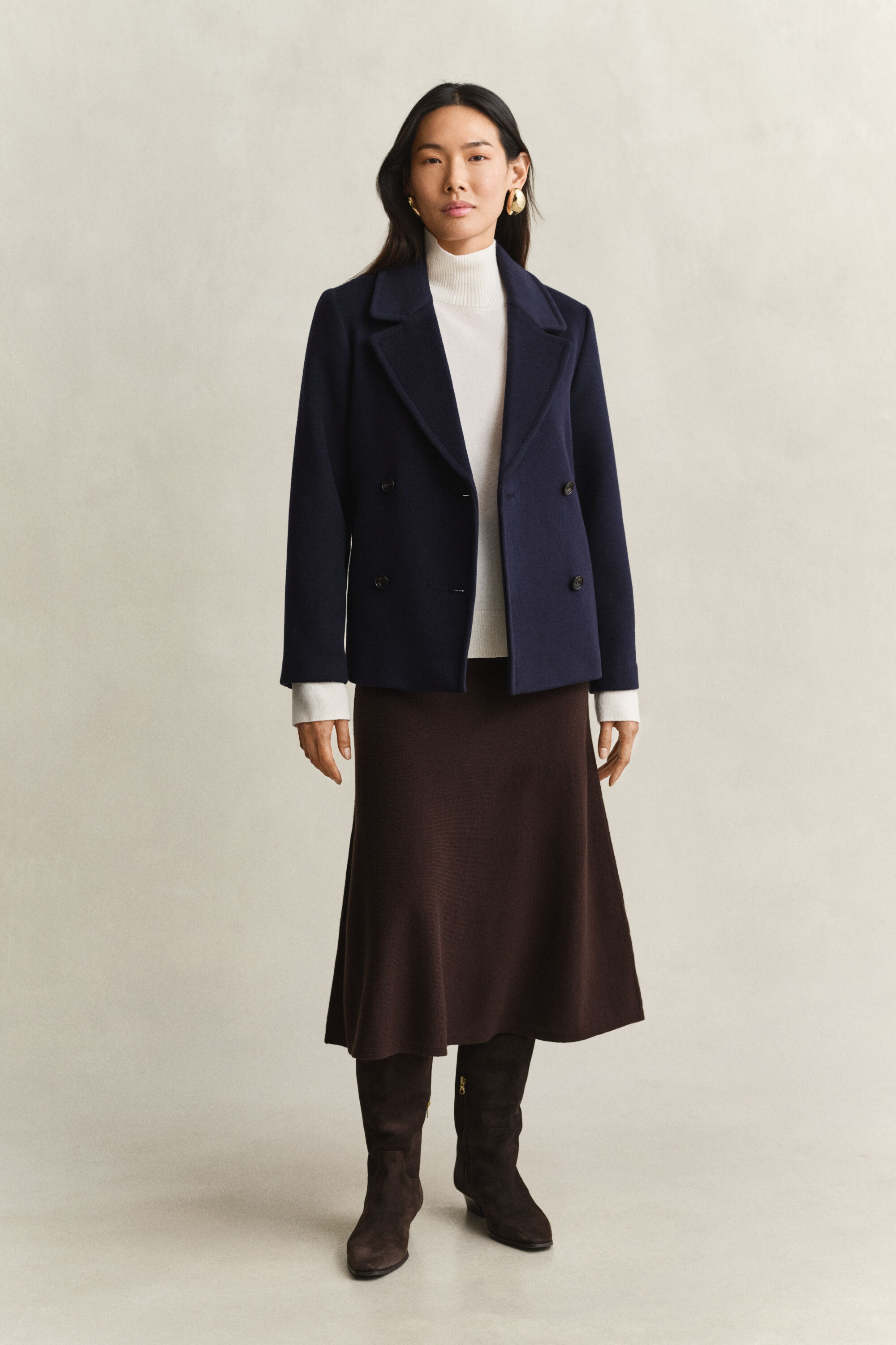 Sweater med mock-neck i luksuriøs lammeuld