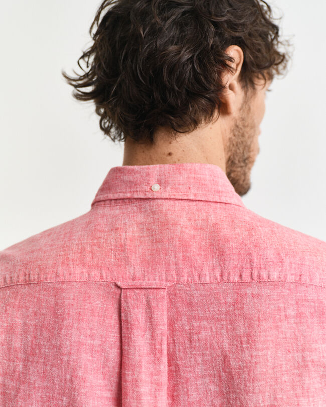 Regular fit skjorte af bomuldsh&oslash;r med korte &aelig;rmer