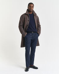 Crewneck sweater af lammeuld med kabelstrik