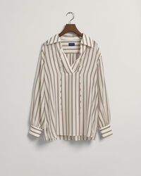 Stribet bluse med V-hals