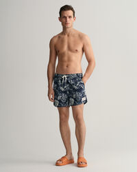 Classic fit badeshorts med Tropical Leaves-tryk