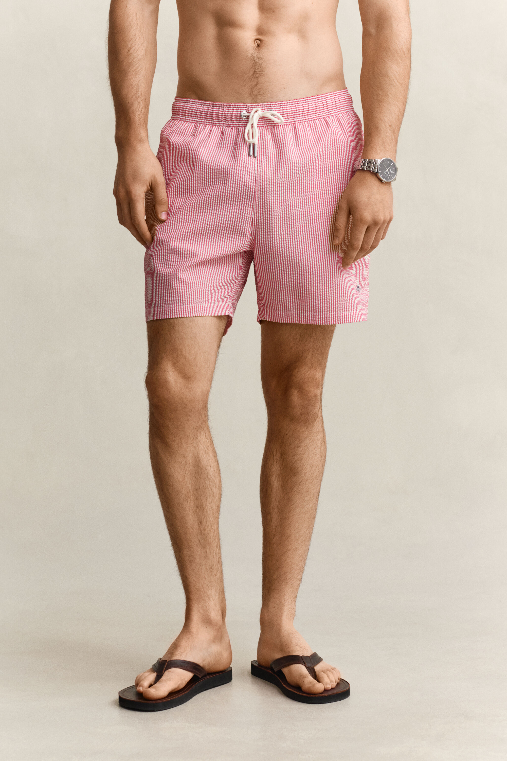 Stribede seersucker badeshorts
