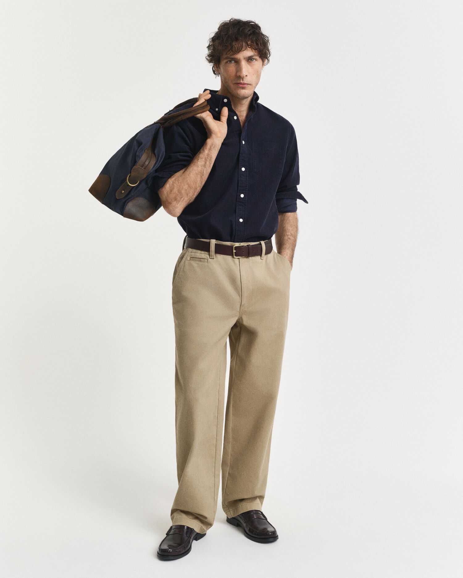 Regular fit skjorte af jernbanefløjl