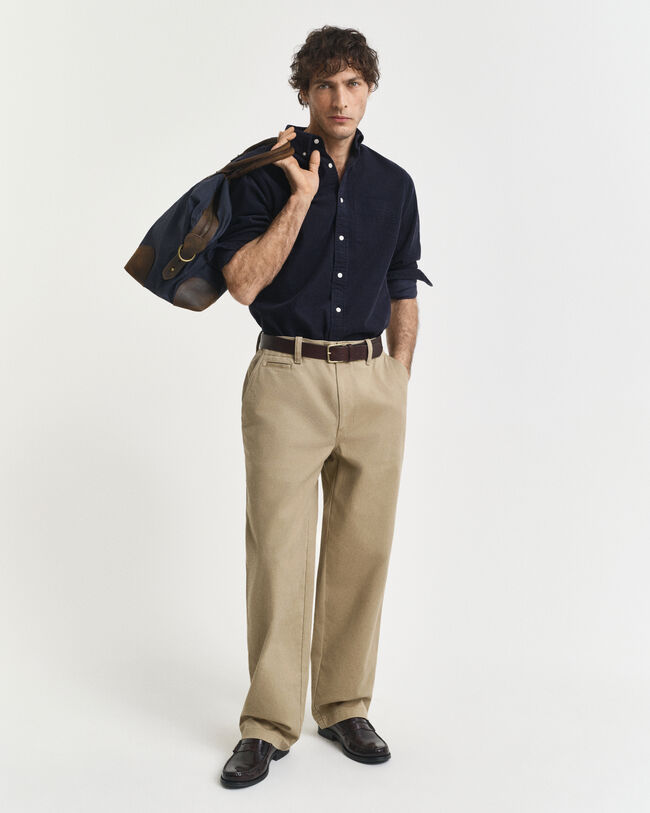 Regular fit skjorte af jernbanefløjl