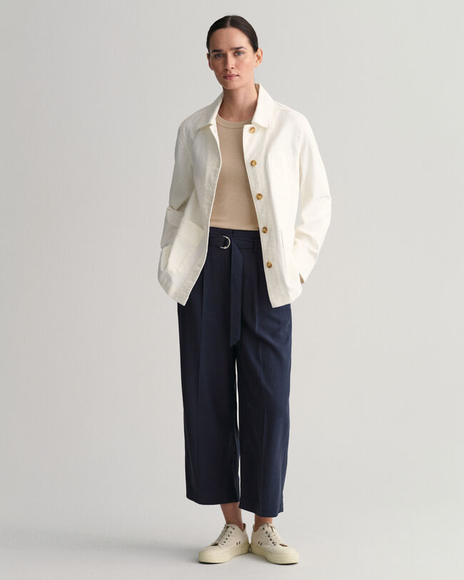 Korte bukser med brede ben og b&aelig;lte