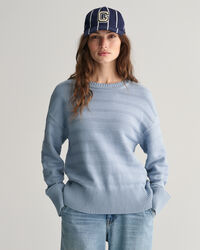 Tonal stribet crewneck sweater i bomuld
