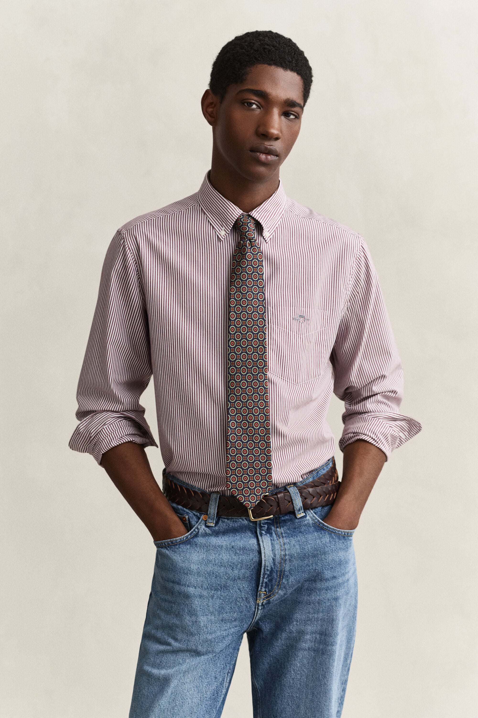 Classic Regular poplin skjorte med striber