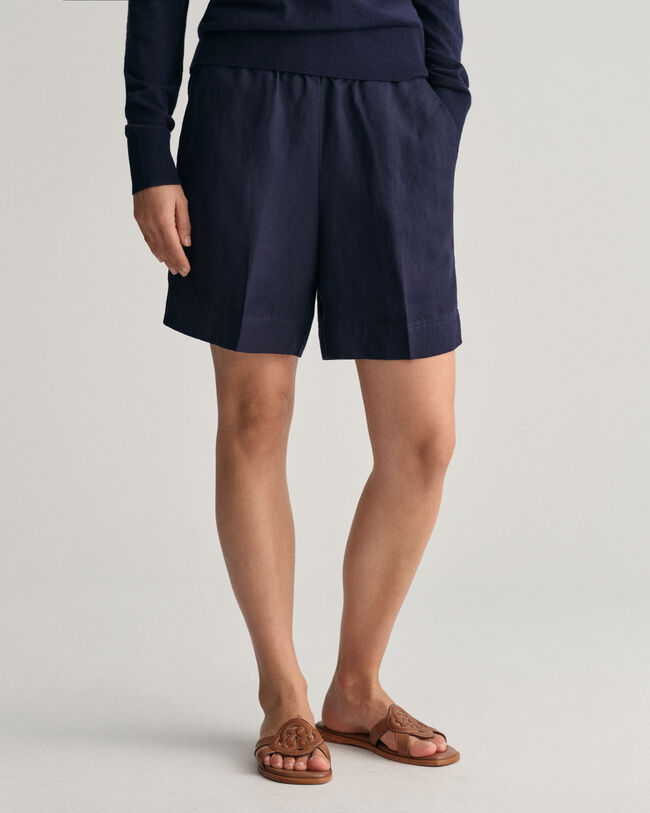 Relaxed fit pull-on shorts i hørblanding