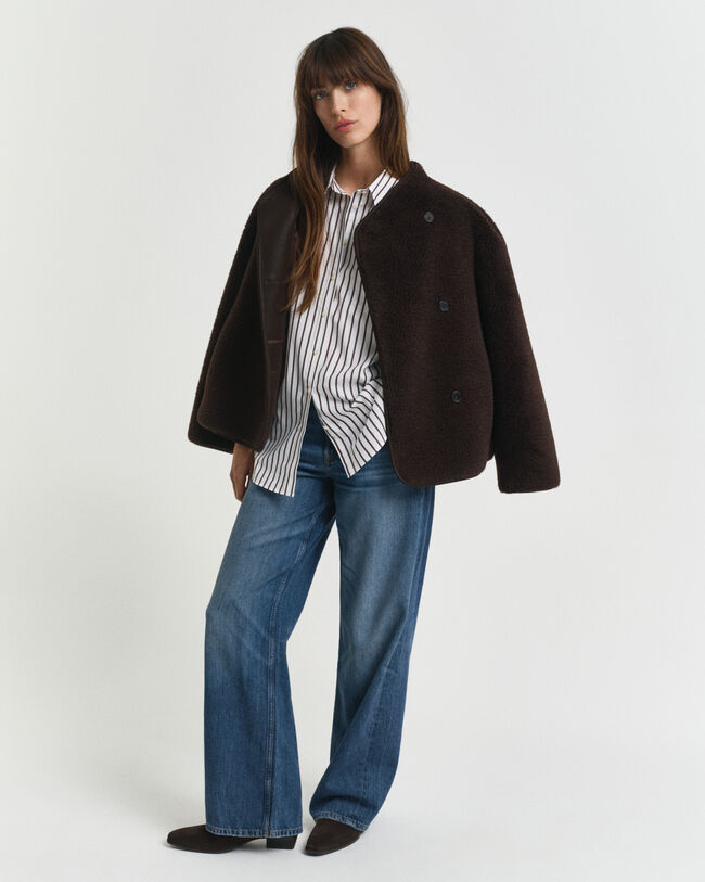 Relaxed fit klassisk stribet poplin-skjorte