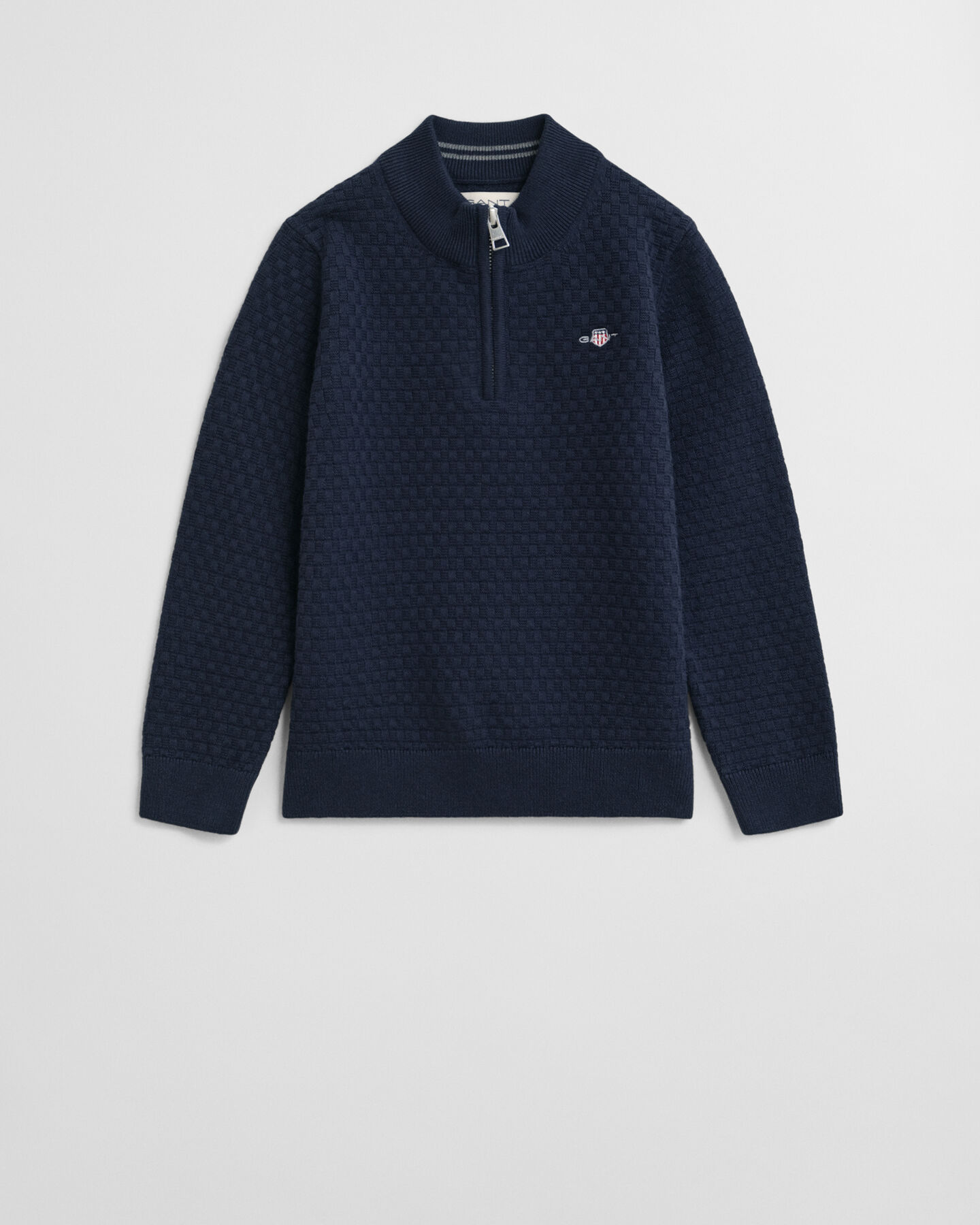 Kids sweater med mikrotekstur og halv lynlås