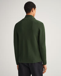 Ribstrikket Texture sweater med hel lynl&aring;s