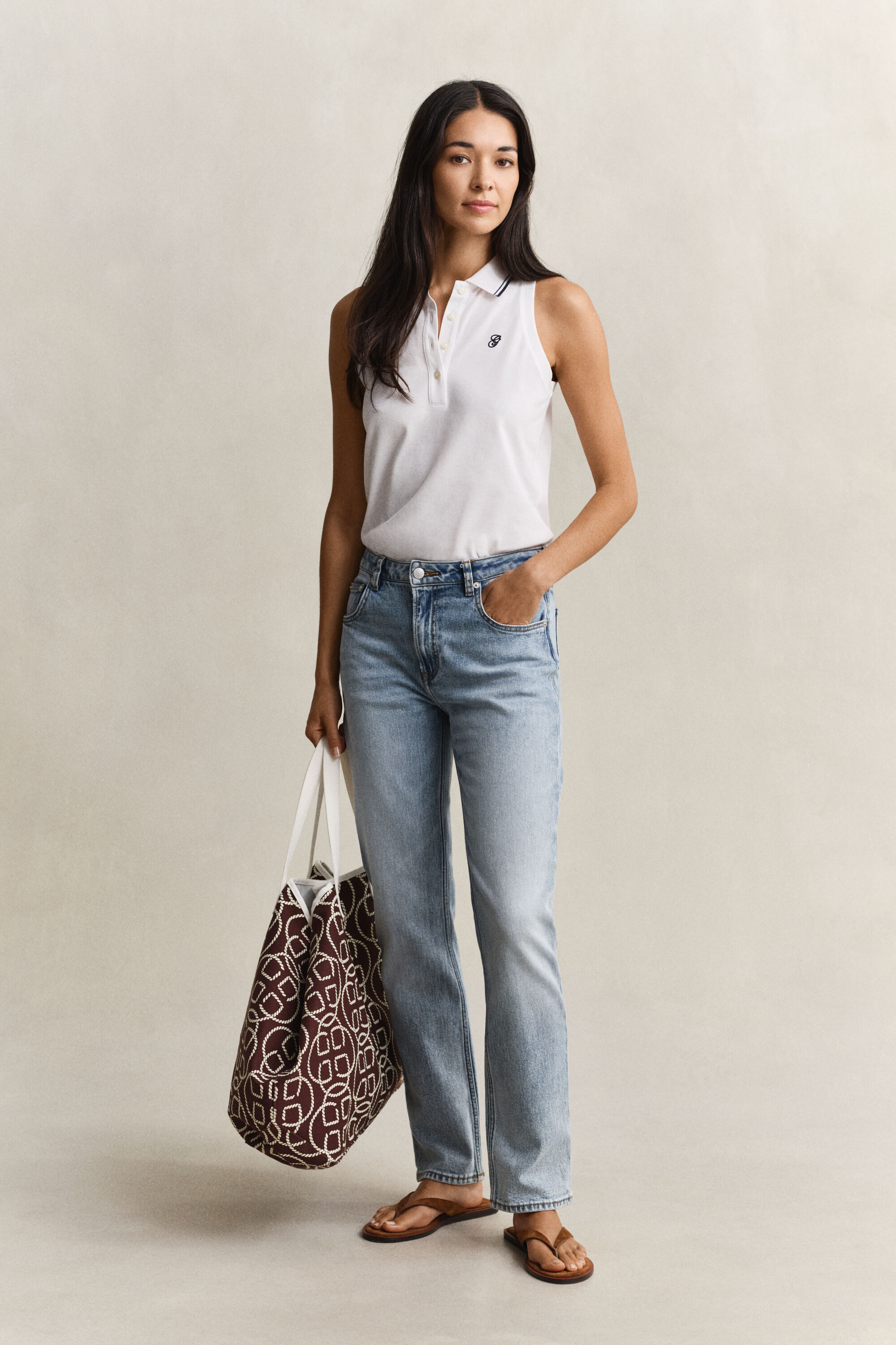 Piqué poloskjorte uden ærmer