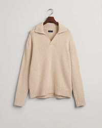 Relaxed fit flamm&eacute; polosweater med V-hals