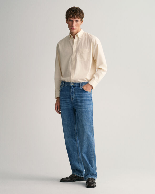 Relaxed fit stenvaskede jeans