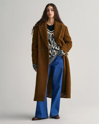 Geometric-m&oslash;nstret sweater med V-hals