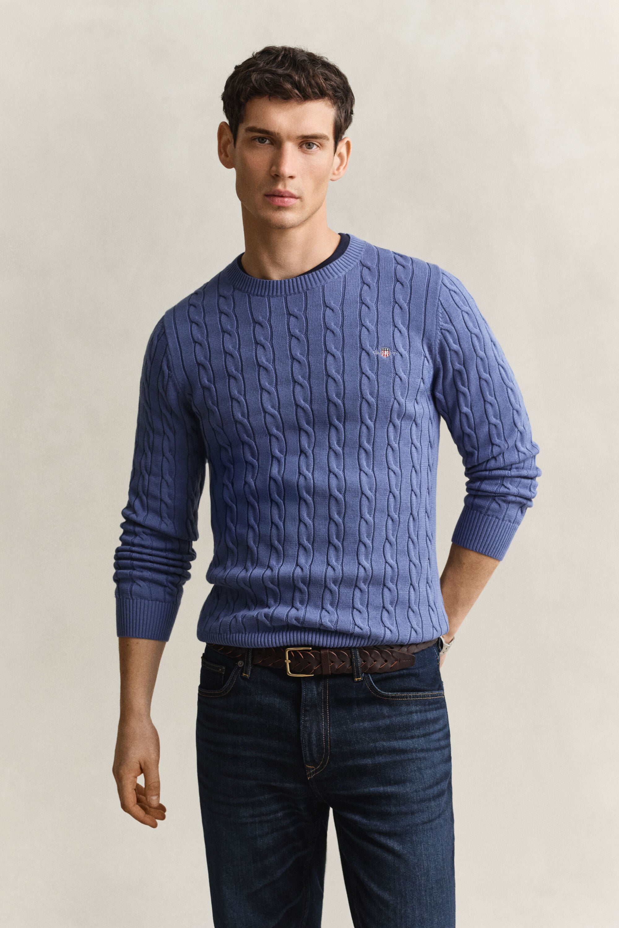 Classic sweater med kabelstrik