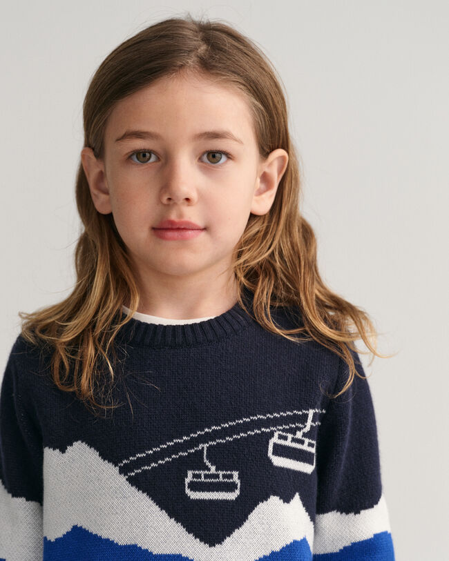 Kids Alpine jacquard crewneck sweater