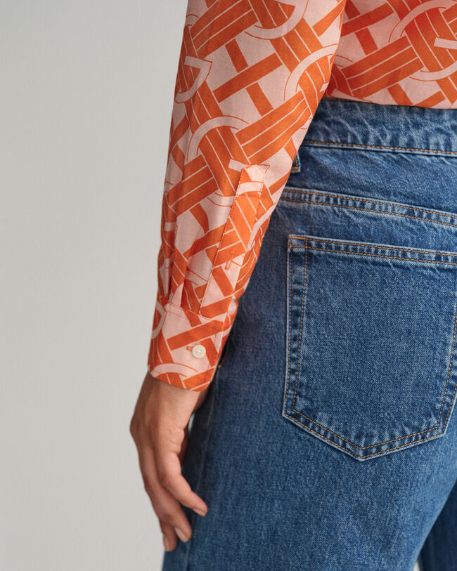 Regular fit G Patterned skjorte af bomuld og silke