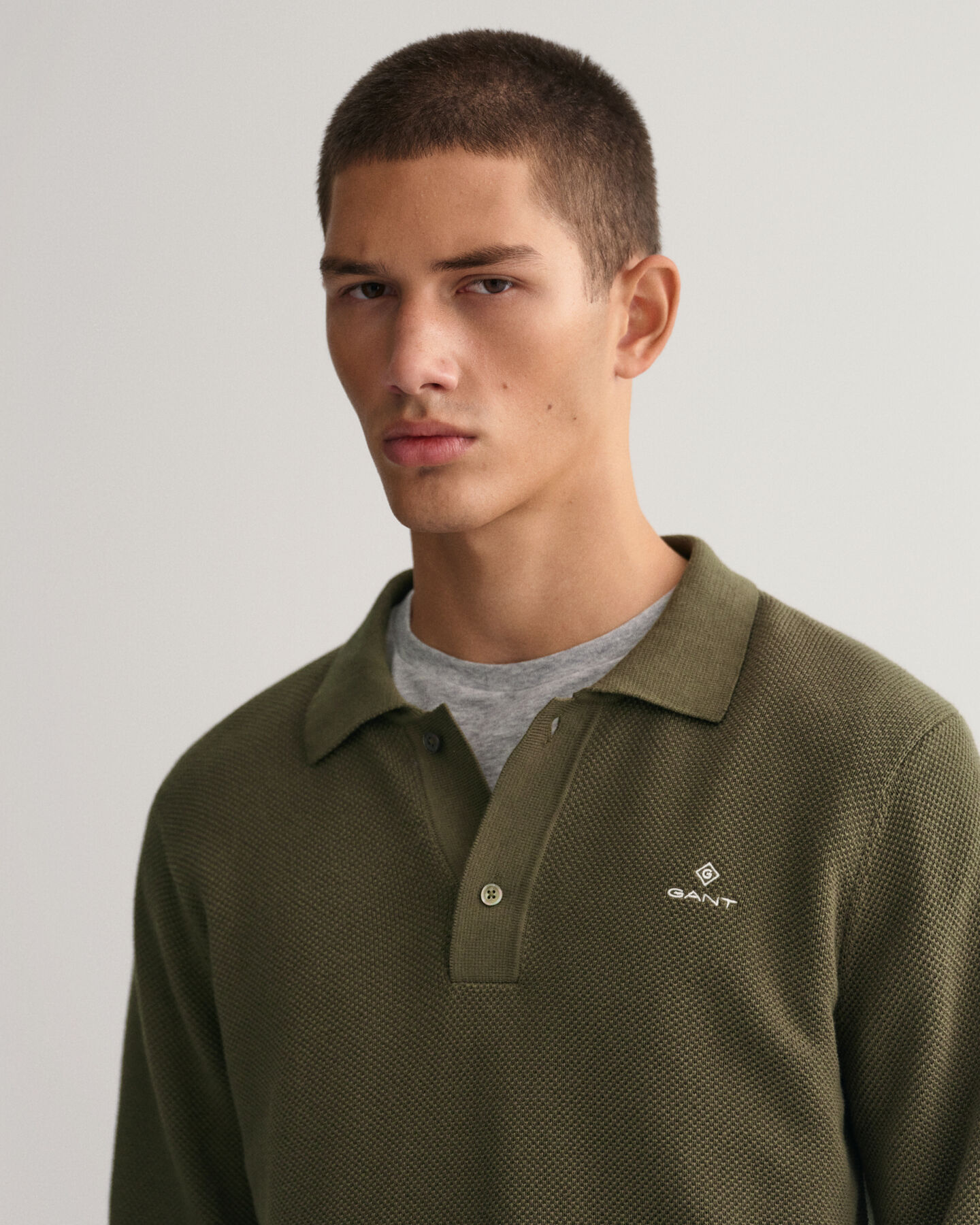 Polo sweater af bomuldspiqu&eacute;