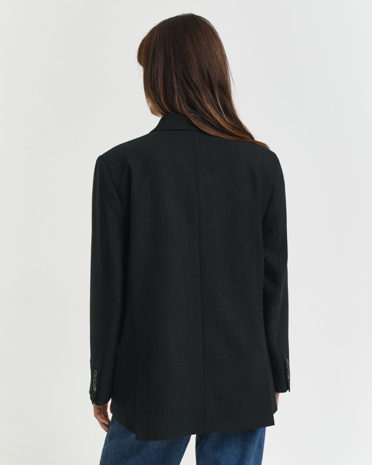 Relaxed fit dobbeltradet hopsack blazer i uldblanding