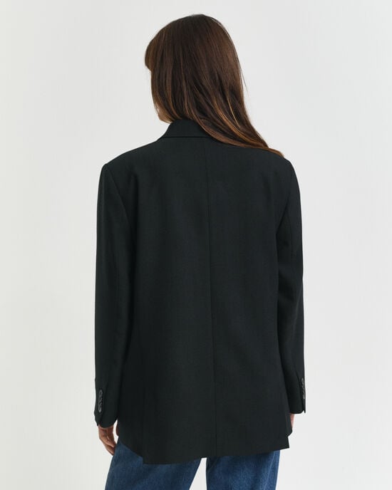 Relaxed fit dobbeltradet hopsack blazer i uldblanding