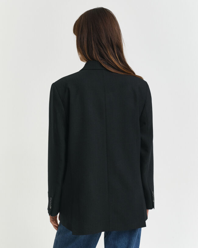 Relaxed fit dobbeltradet hopsack blazer i uldblanding