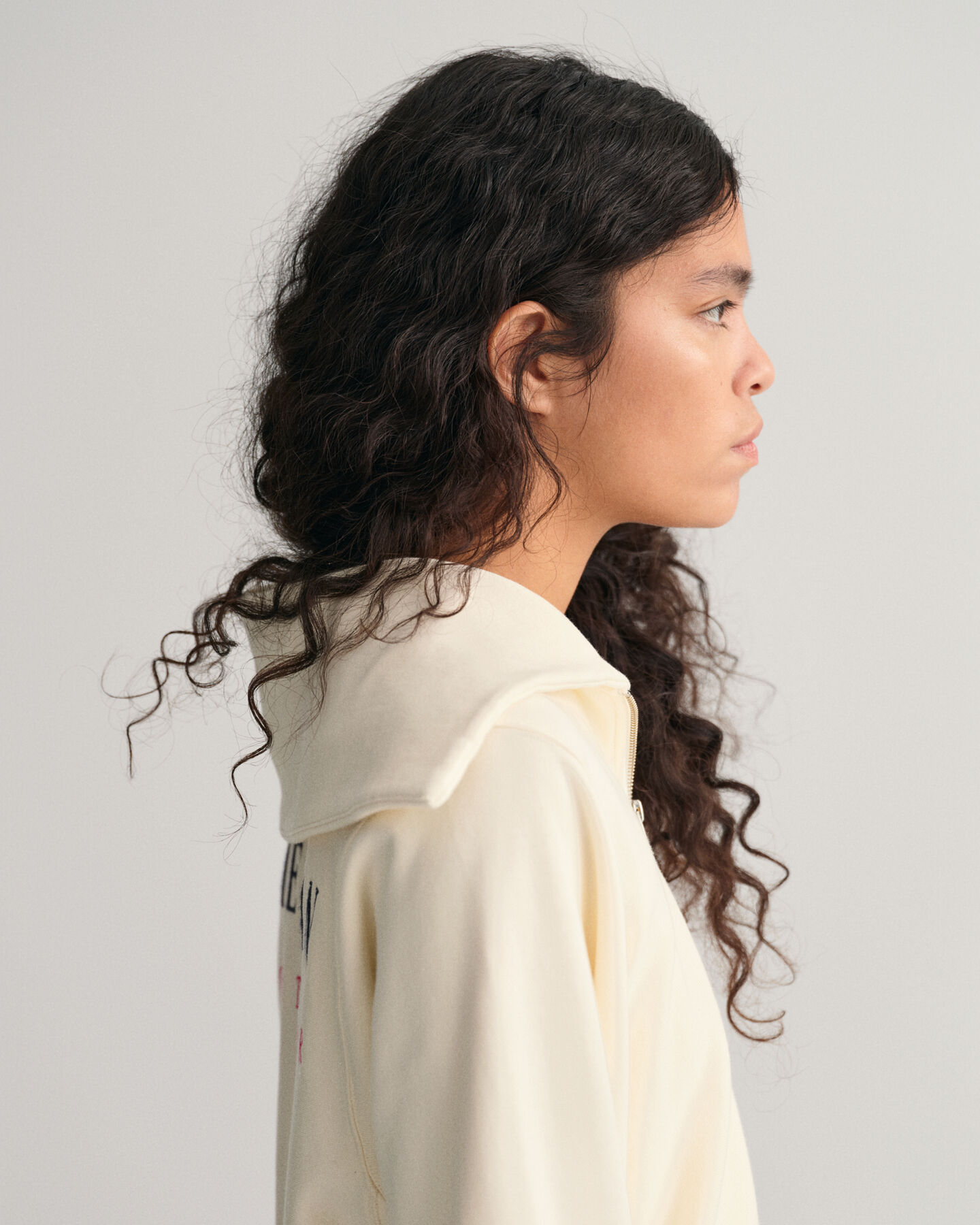 Sportswear sweatshirt med krave og halv lynl&aring;s