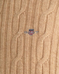 Crewneck sweater af lammeuld med kabelstrik