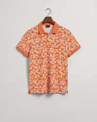 Piqu&eacute; poloskjorte med blomstertryk