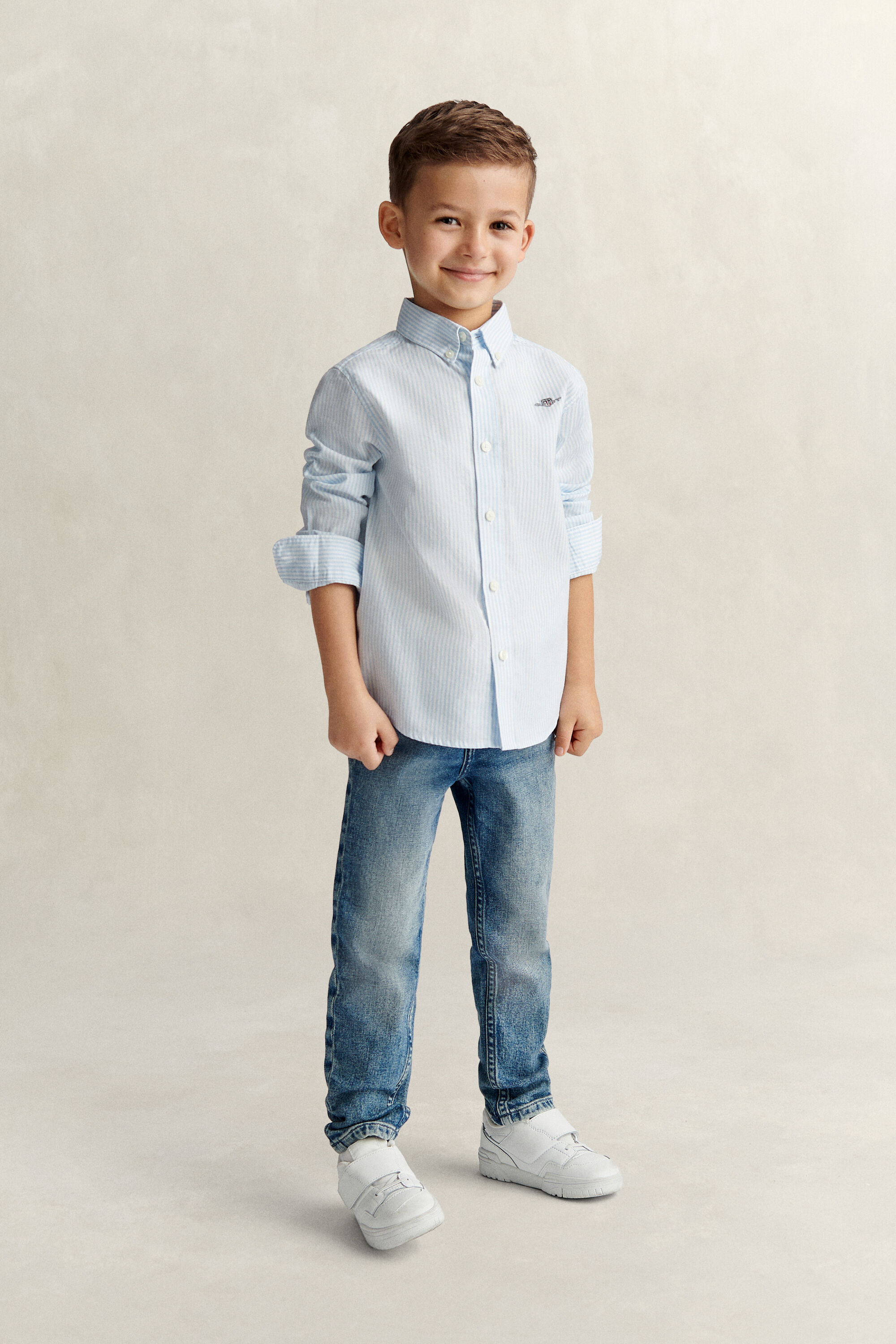 Boys Shield Oxford skjorte med striber