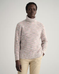 Flerfarvet sweater med rullekrave