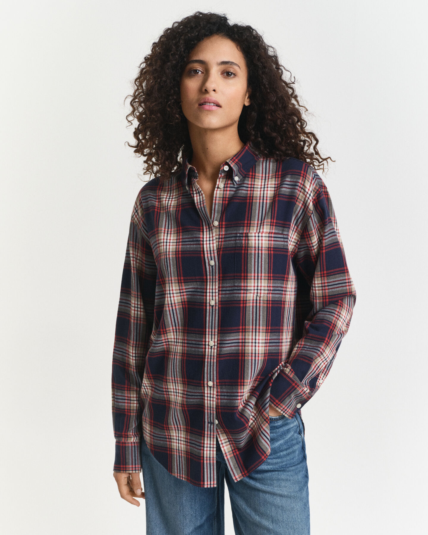 Relaxed fit ternet flannelskjorte