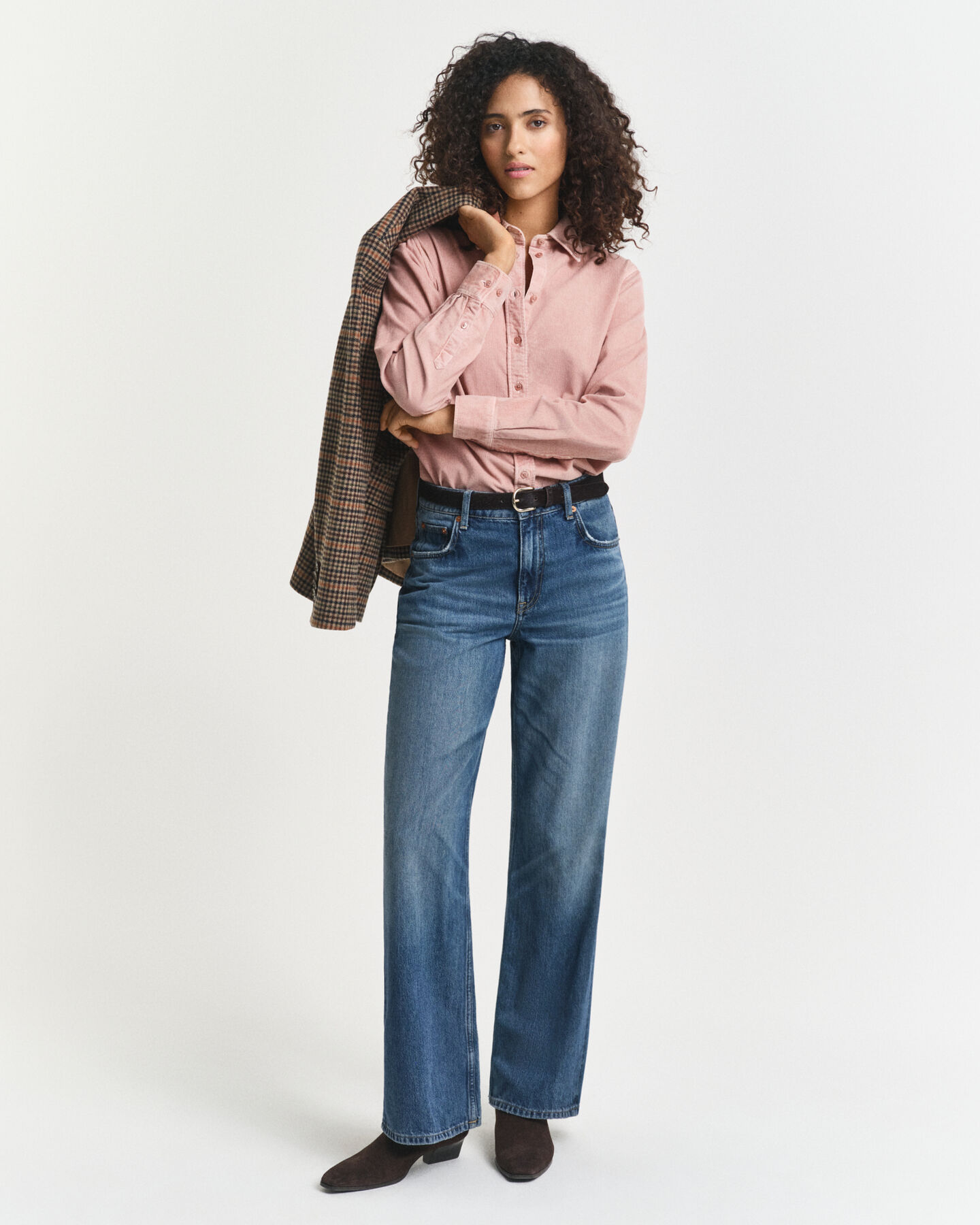 Regular fit skjorte af jernbanefløjl