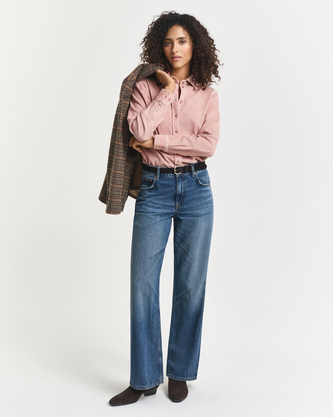 Regular fit skjorte af jernbanefløjl