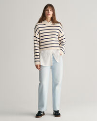 Stribet sweater med crewneck