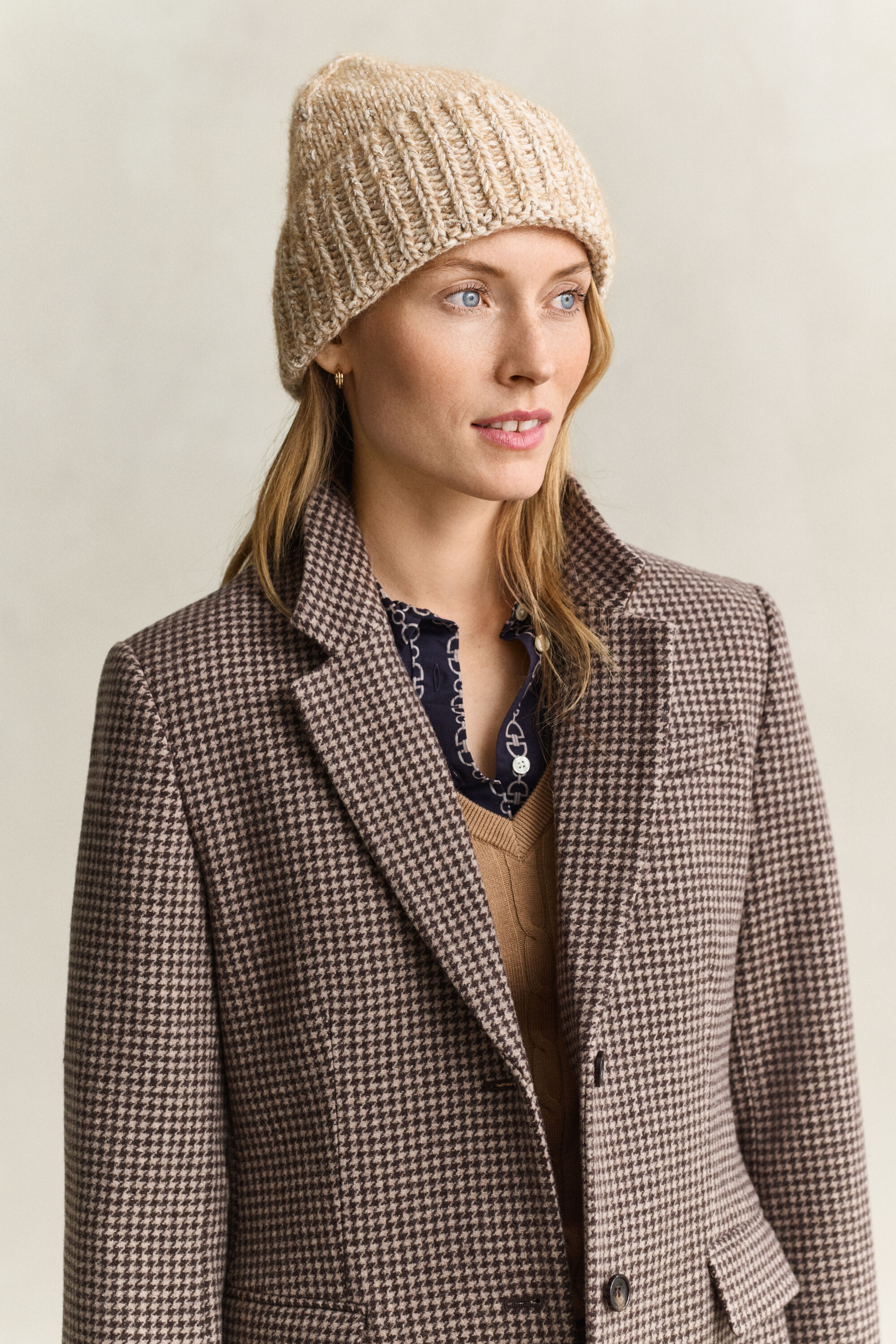 Beanie i mouliné-uldblanding