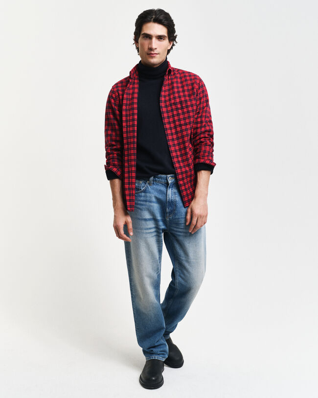Regular fit ternet flannelskjorte