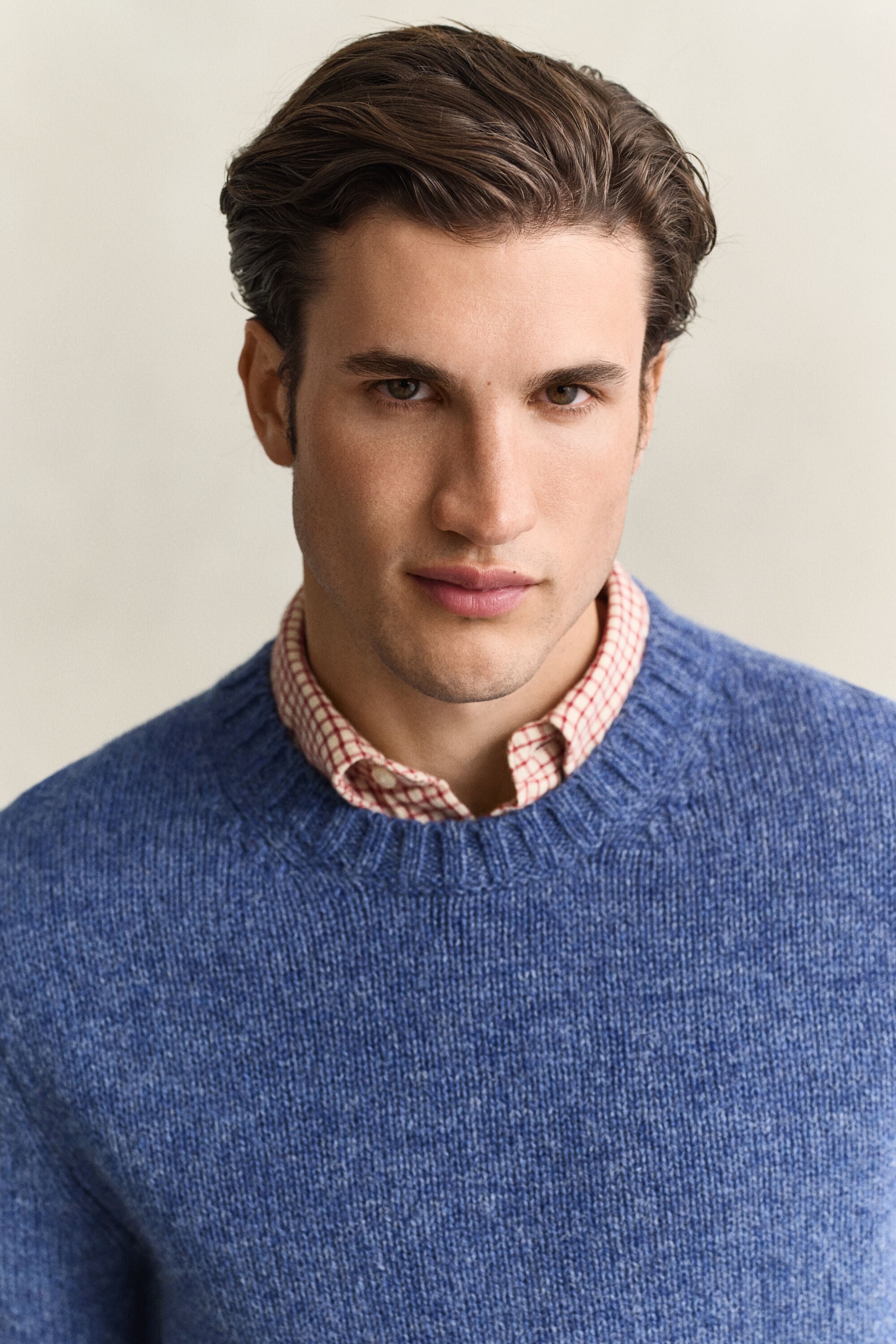 Crewneck sweater af børstet uld