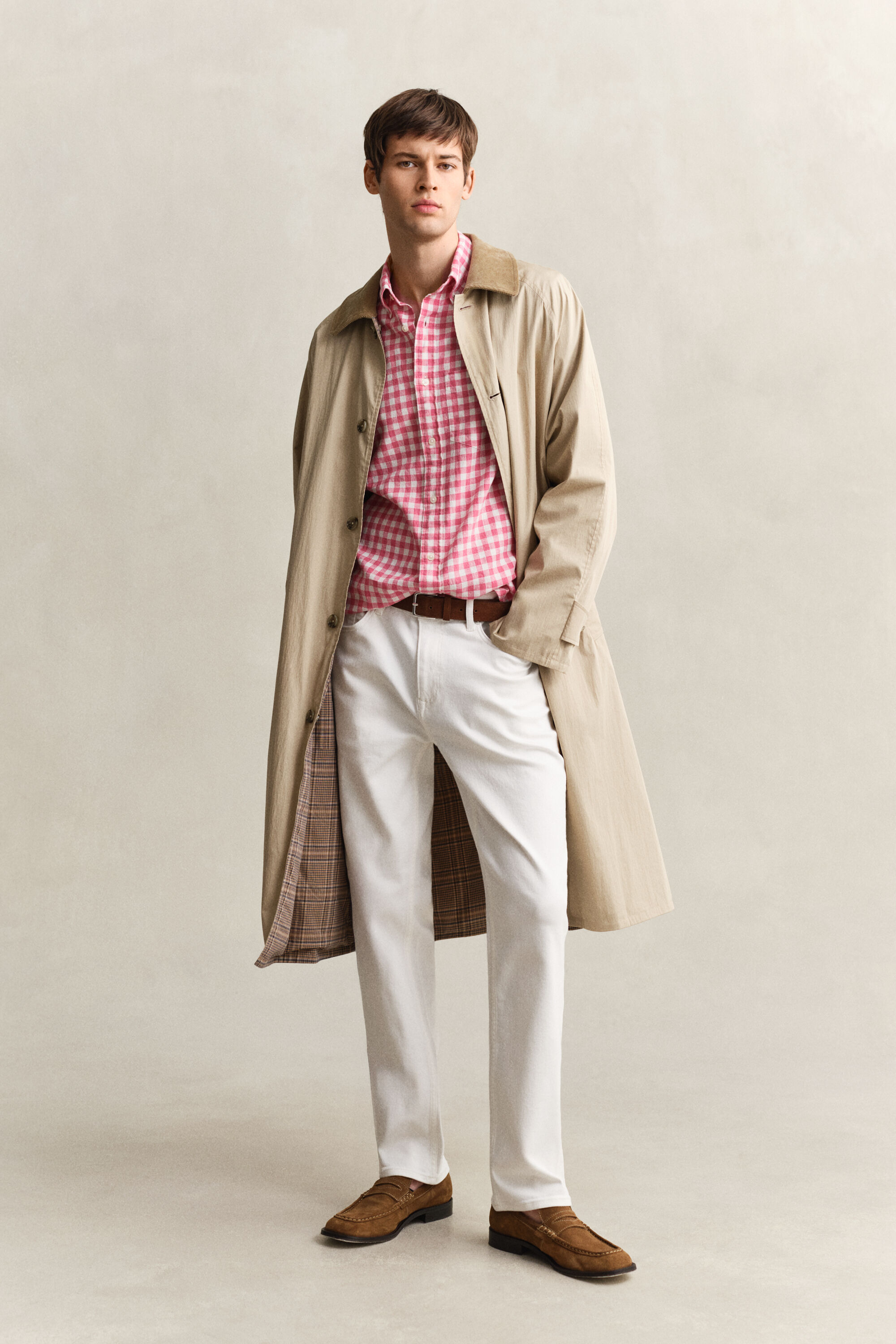 Gingham skjorte af hørblanding