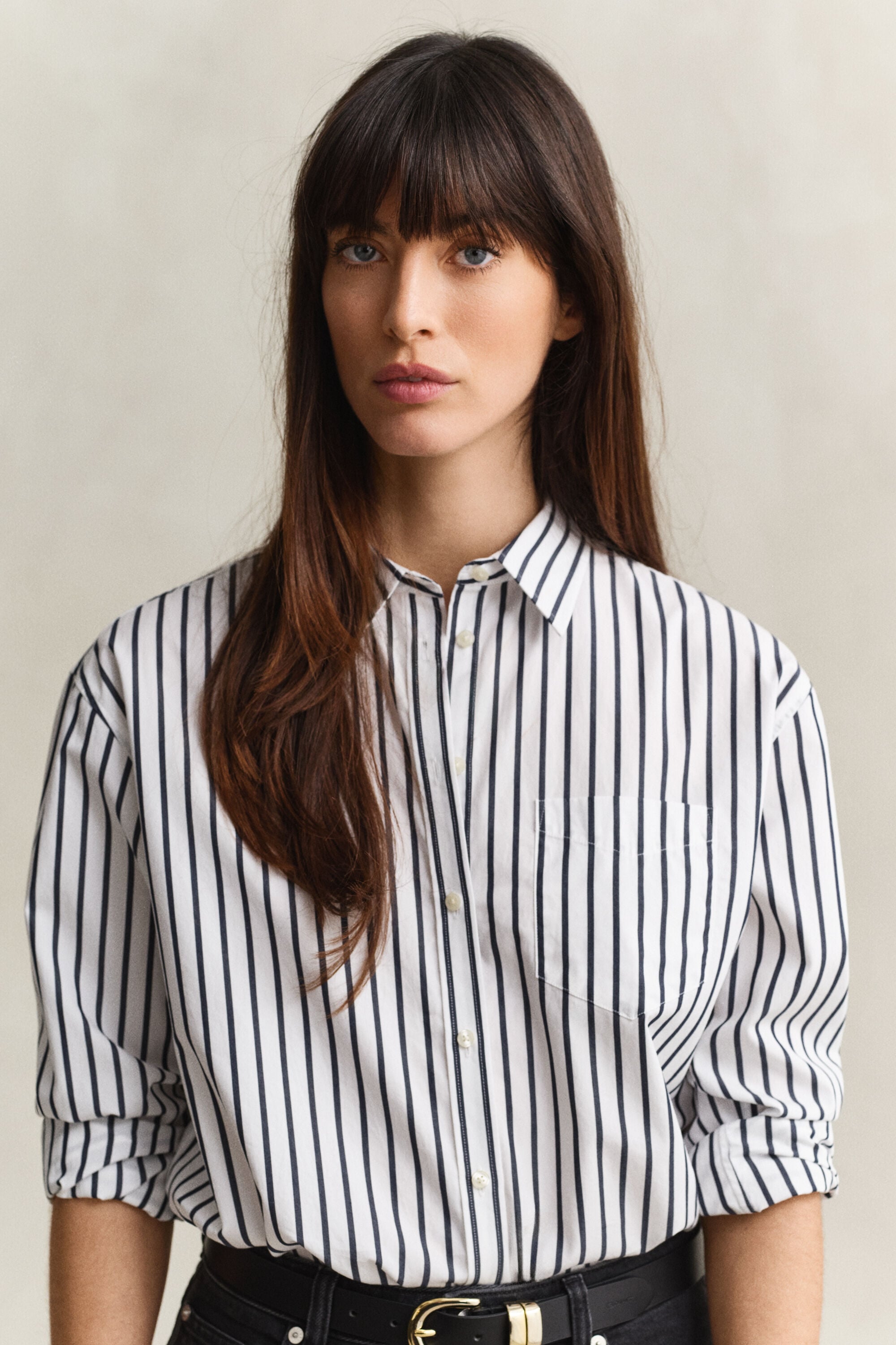Relaxed fit stribet klassisk poplin-skjorte
