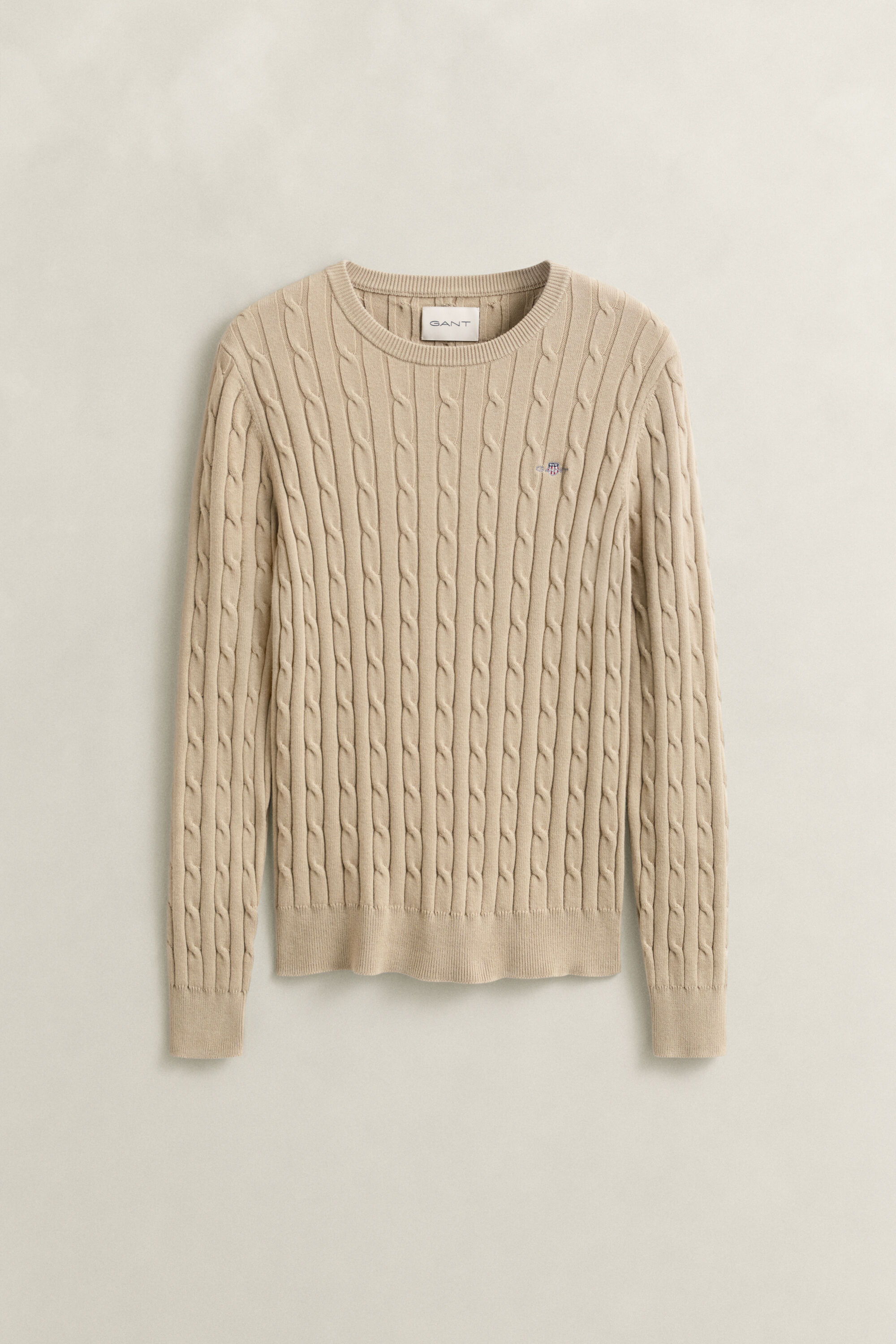 Crewneck sweater med kabelstrik