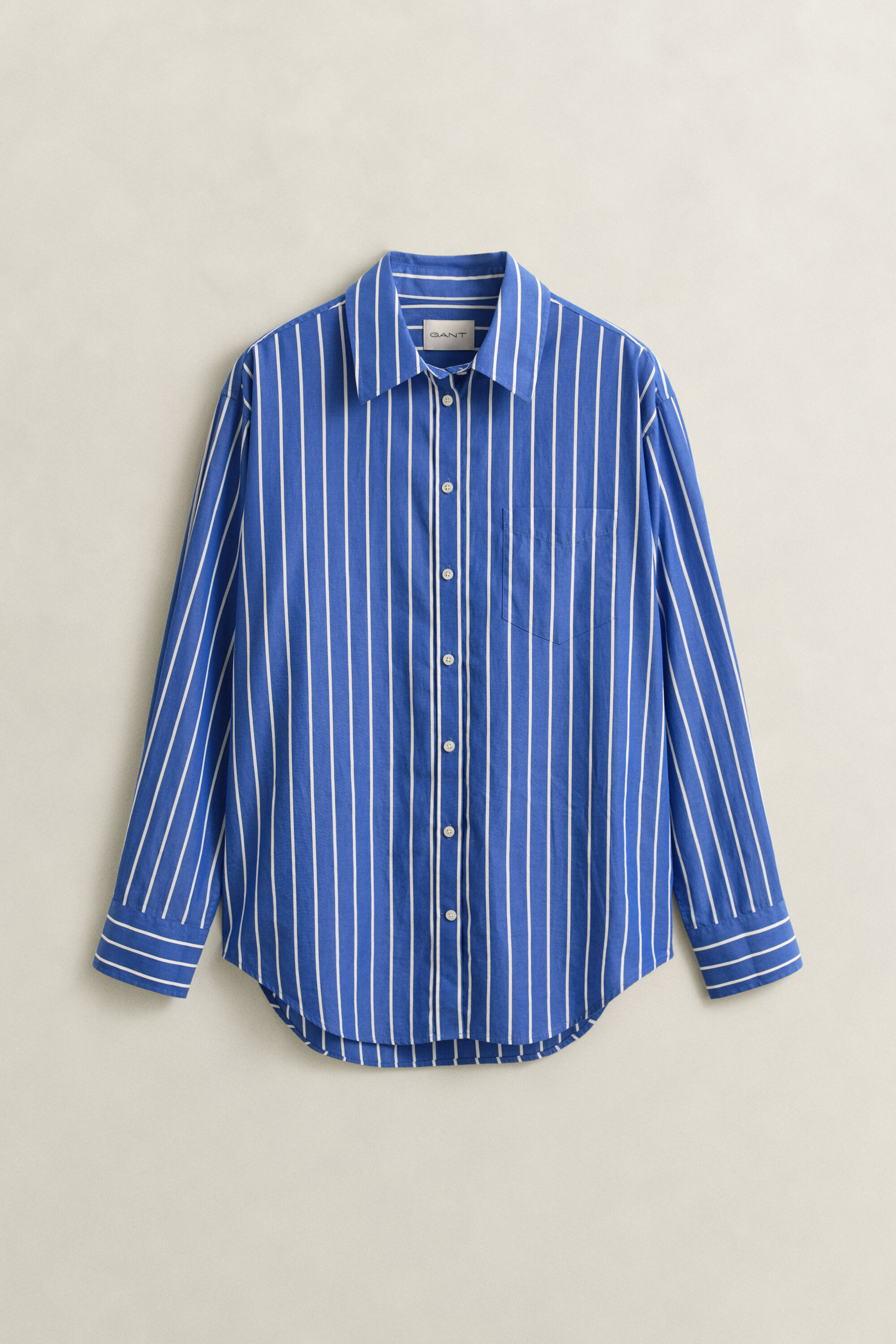 Relaxed fit klassisk stribet poplin-skjorte