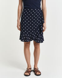 Flæset nederdel med prikket tryk