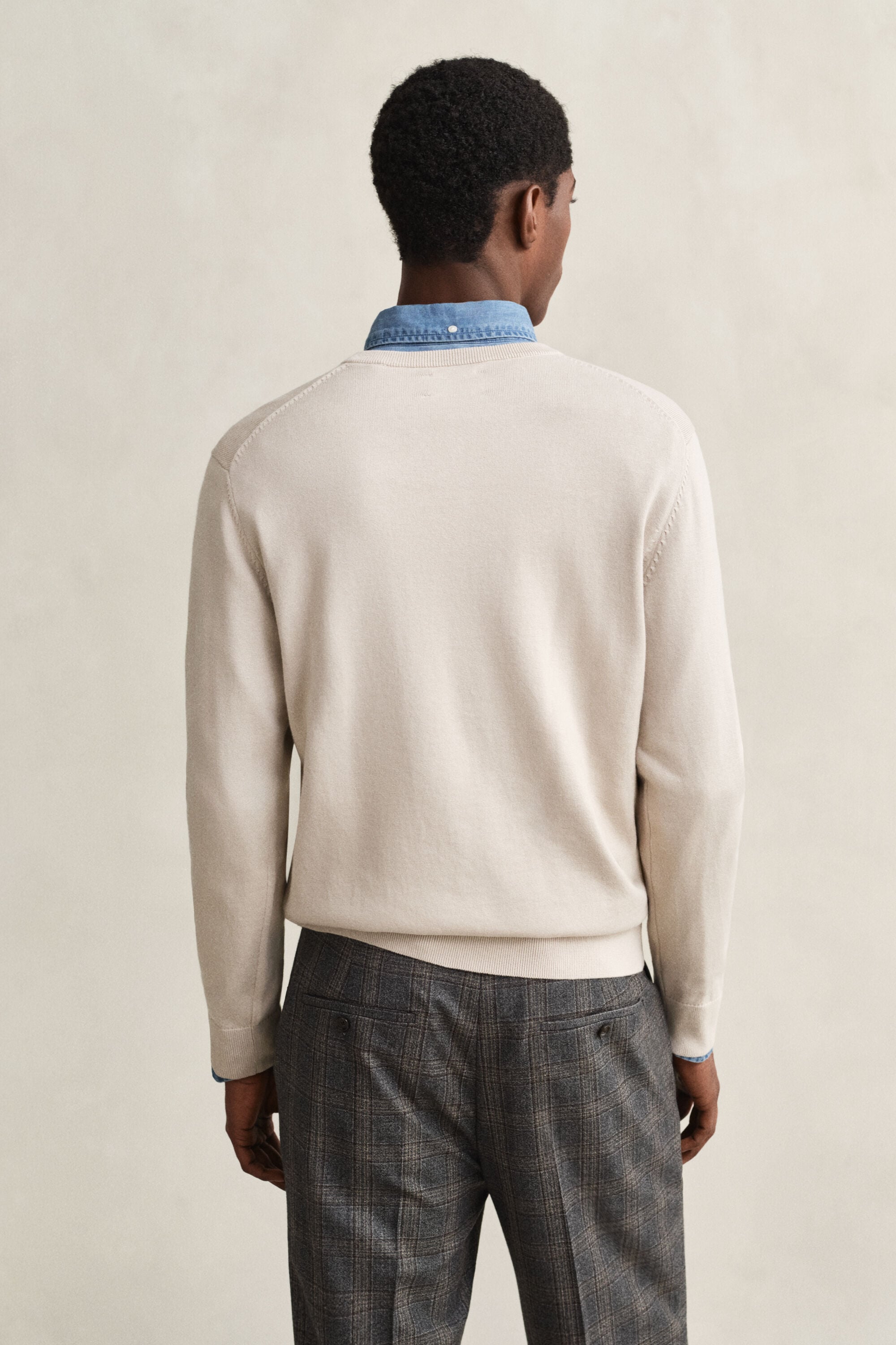 Klassiske sweater i bomuld med V-hals
